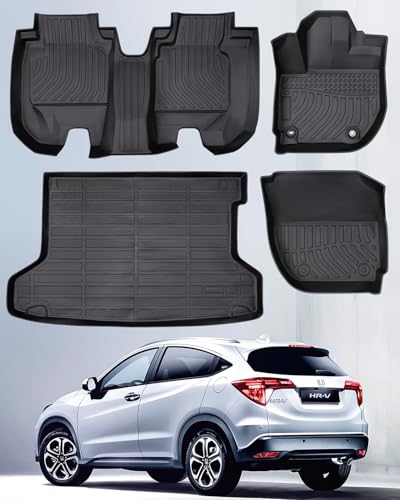 BAMACAR Floor Mat Cargo Liner for Honda HRV (AWD) 2022 2021 2020 2019 2018 2017 2016 All Weather Waterproof Nonslip 1st 2nd Row Trunk Car Accessories for HR-V EX/LX/Sport/Touring 2016-2022